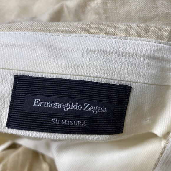 Zegna Men’s Flat Front Linen Tailored Pants - Picture 2 of 10